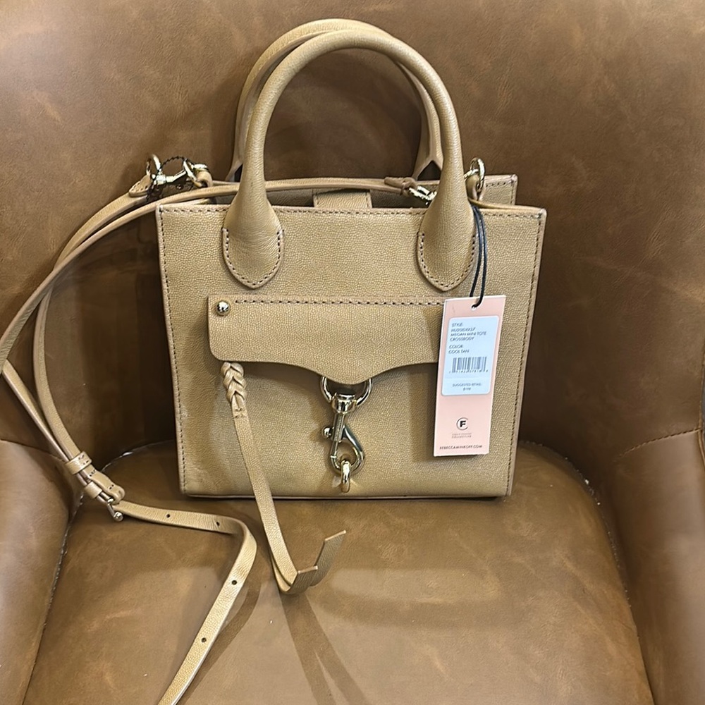 Rebecca Minkoff Tan Satchel with Top Handles and Shoulder Strap